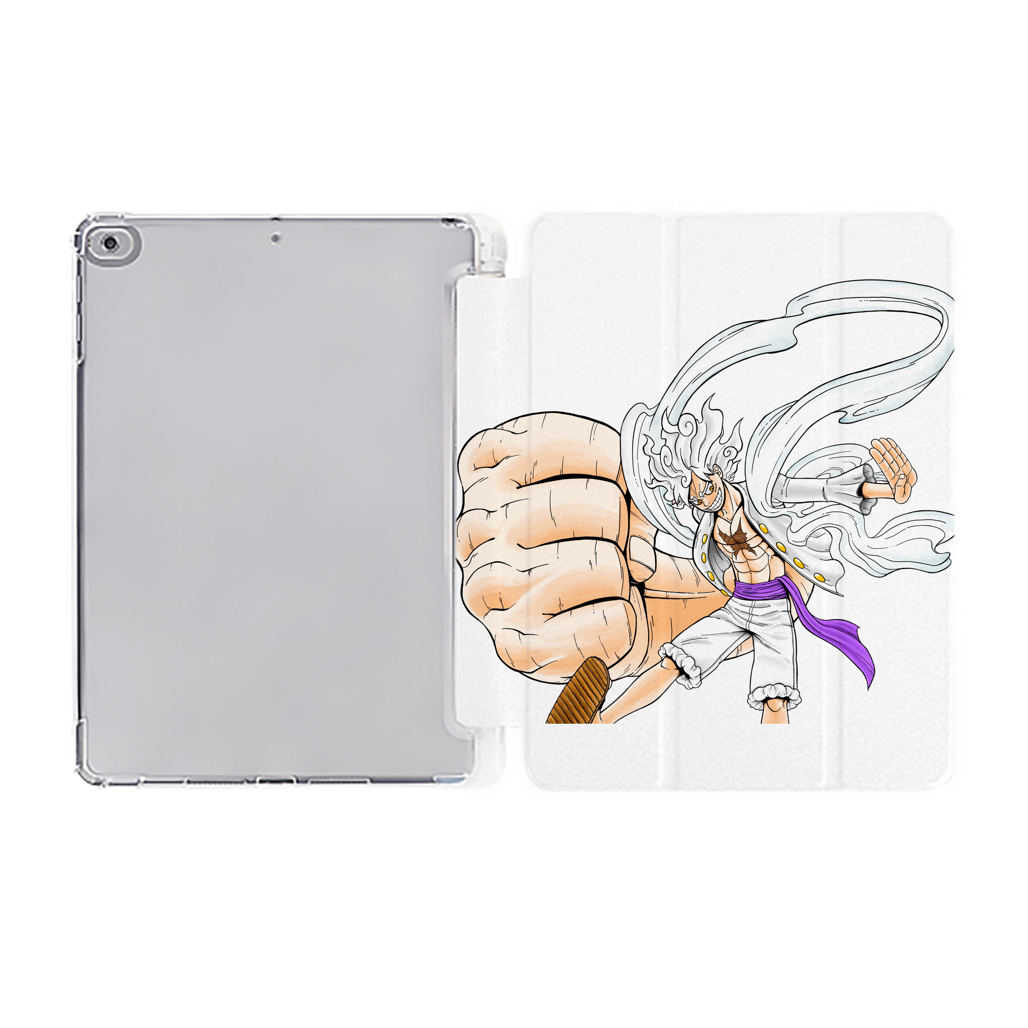 （画像用） ワンピース モンキー・D・ルフィ ONE PIECE Monkey D. Luffy IPad ケース ペン収納付き 三つ折りスタンド PUレザー×シリコン 対応機種9.5/10.5/10.9インチ